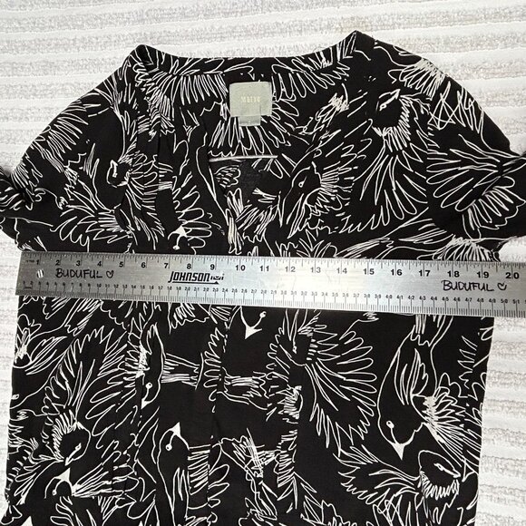 Anthropologie Maeve Womens 3/4 Sleeve Tunic Top Size 4 Black Pintuck Wildbird - Picture 7 of 9
